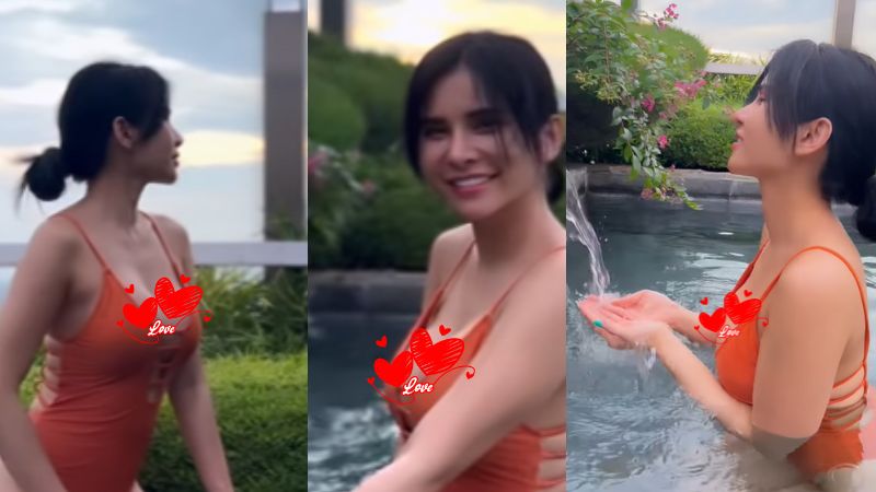 Bikin Hotman Kepo, Maria Vania Basah Tampil Pakai Bikini Berjaring